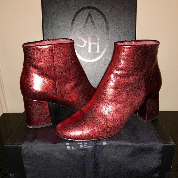 ASH Heroin Metallic Red Leather Booties - Picture 6 of 6